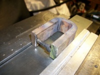 Big end bearing strap, bent from 20mm x 8mm stainless steel. The bolt was just long enough to keep it open in the vice.